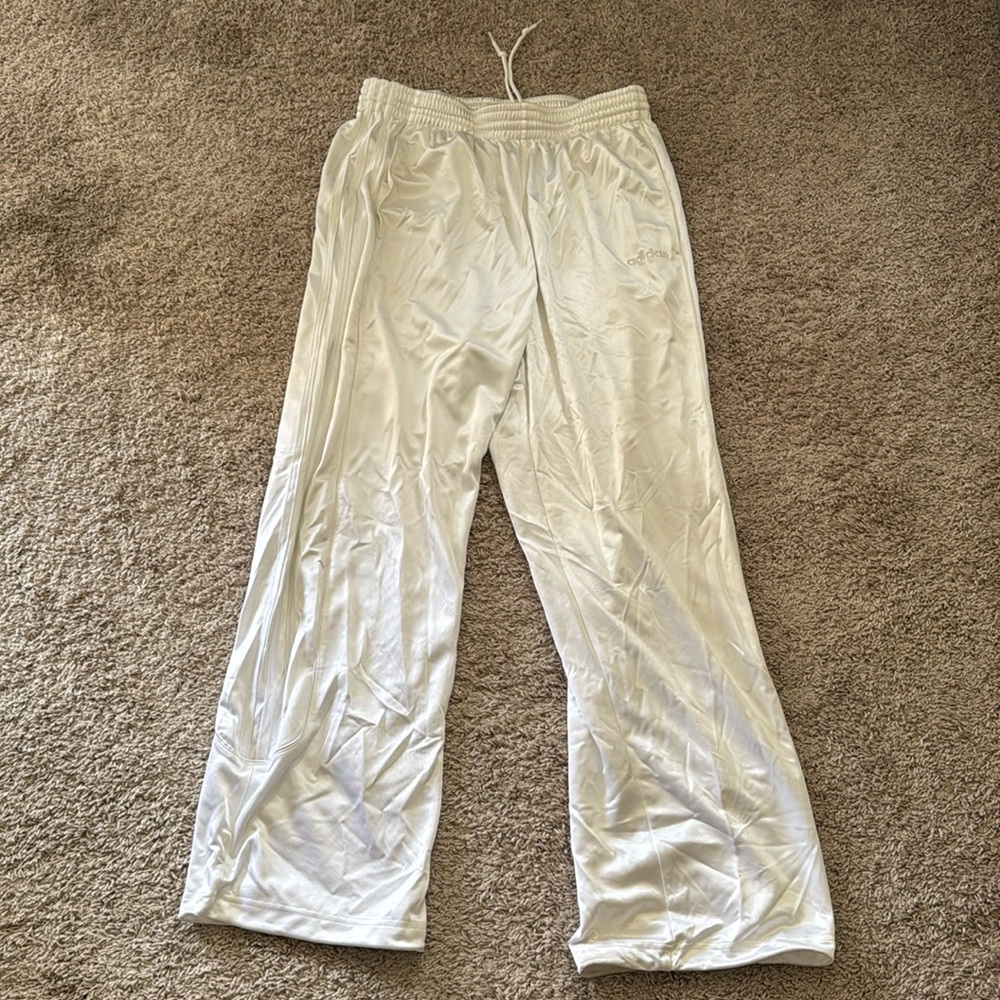 Adidas White Kids Track Pants with Side Stripes
